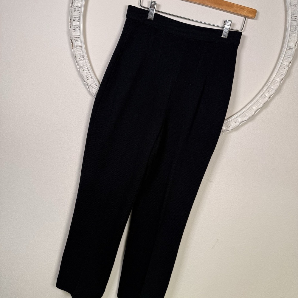 St John Collection Pants Womens 4 Black Santana Knit Pullon Straight Leg Flat Fr
